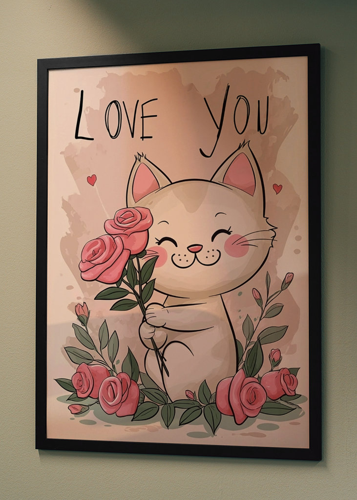 Happy Valentines Day Cute Cat