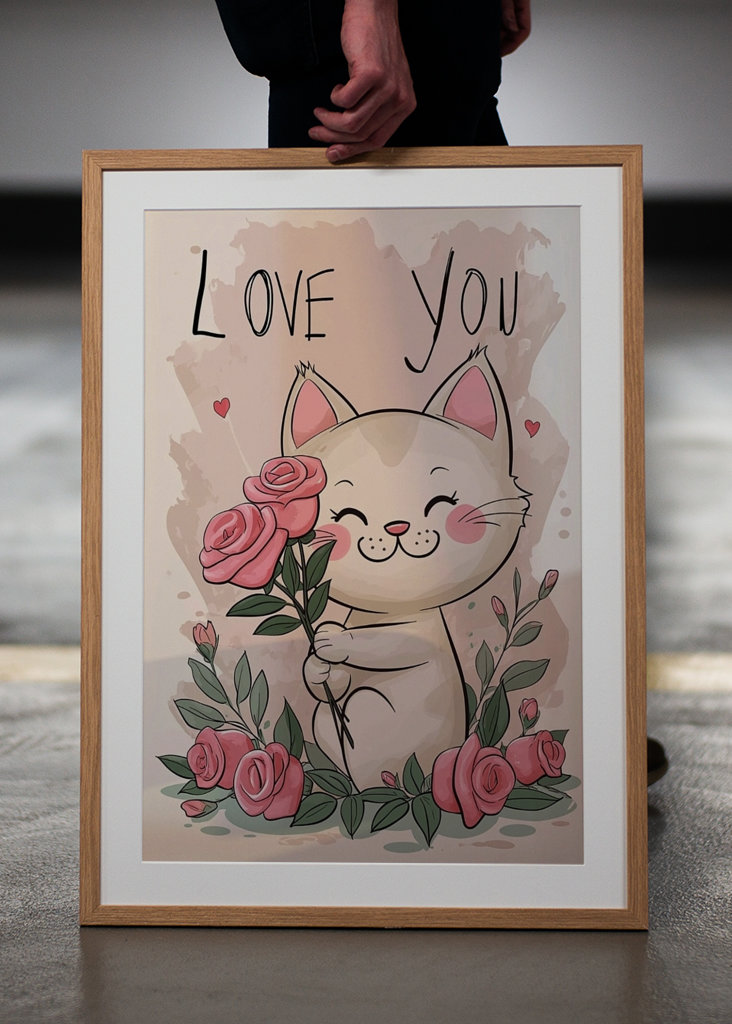 Happy Valentines Day Cute Cat