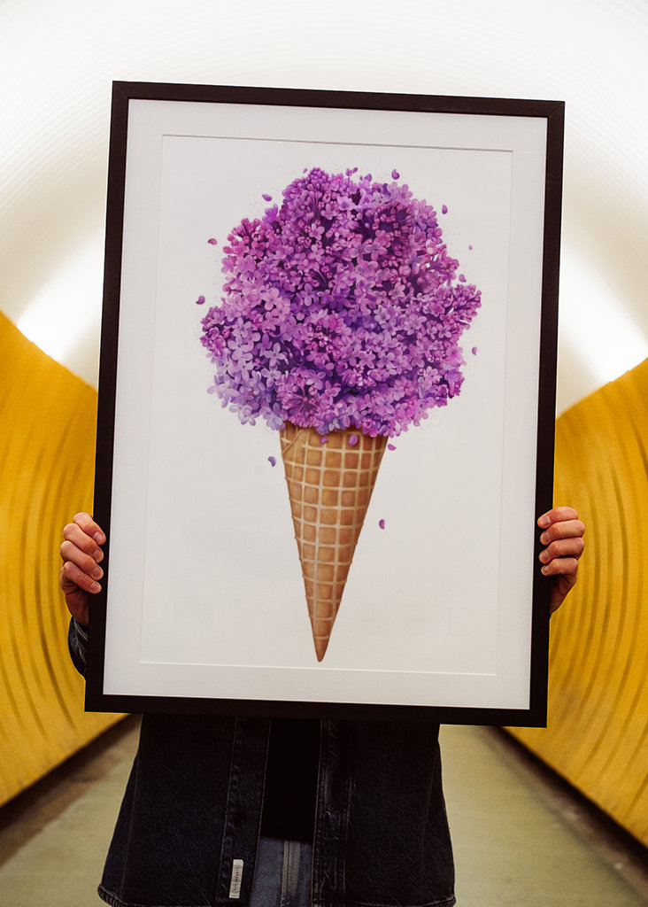 Ice cream with lilac