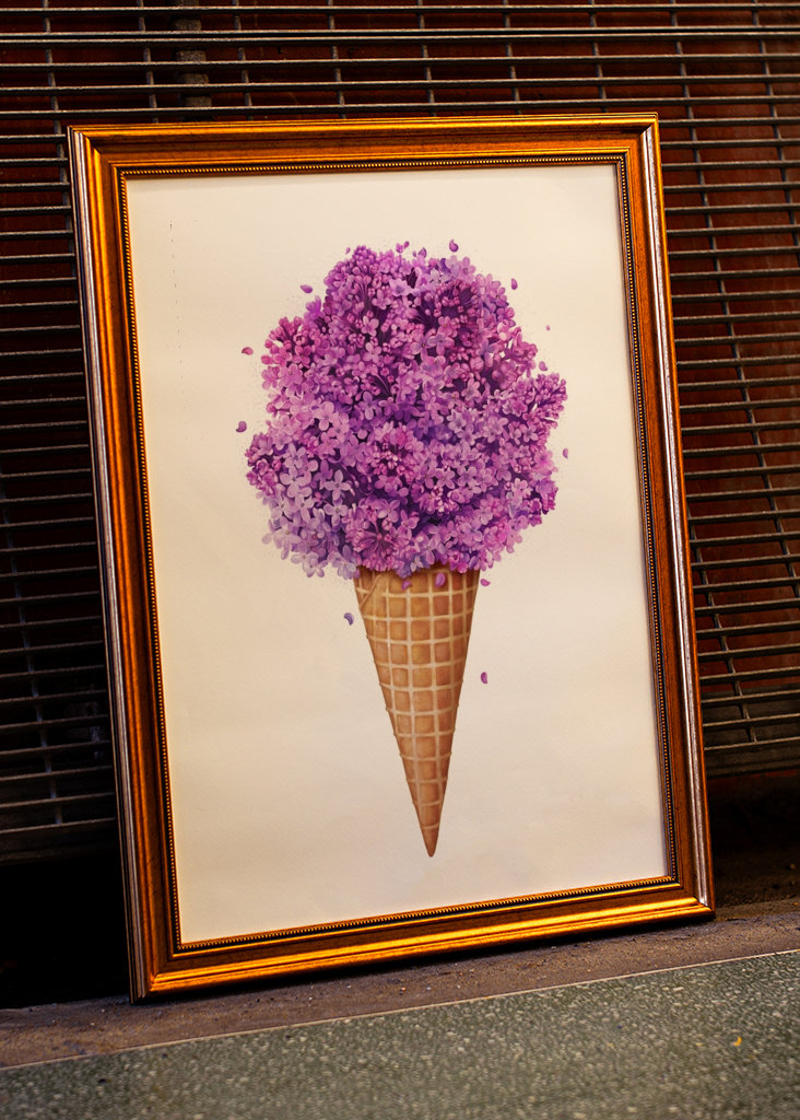 Ice cream with lilac