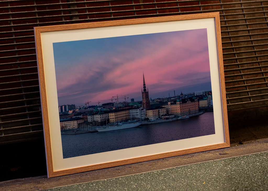 Lila Himmel über Stockholm