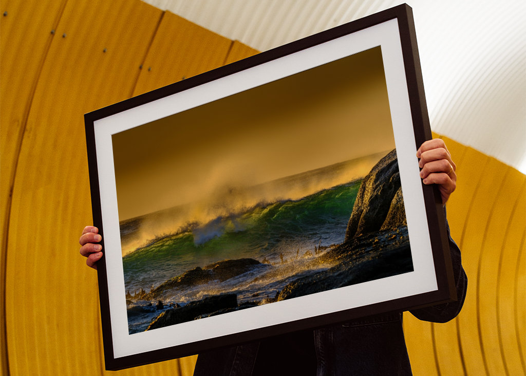 Wave bathing in golden light