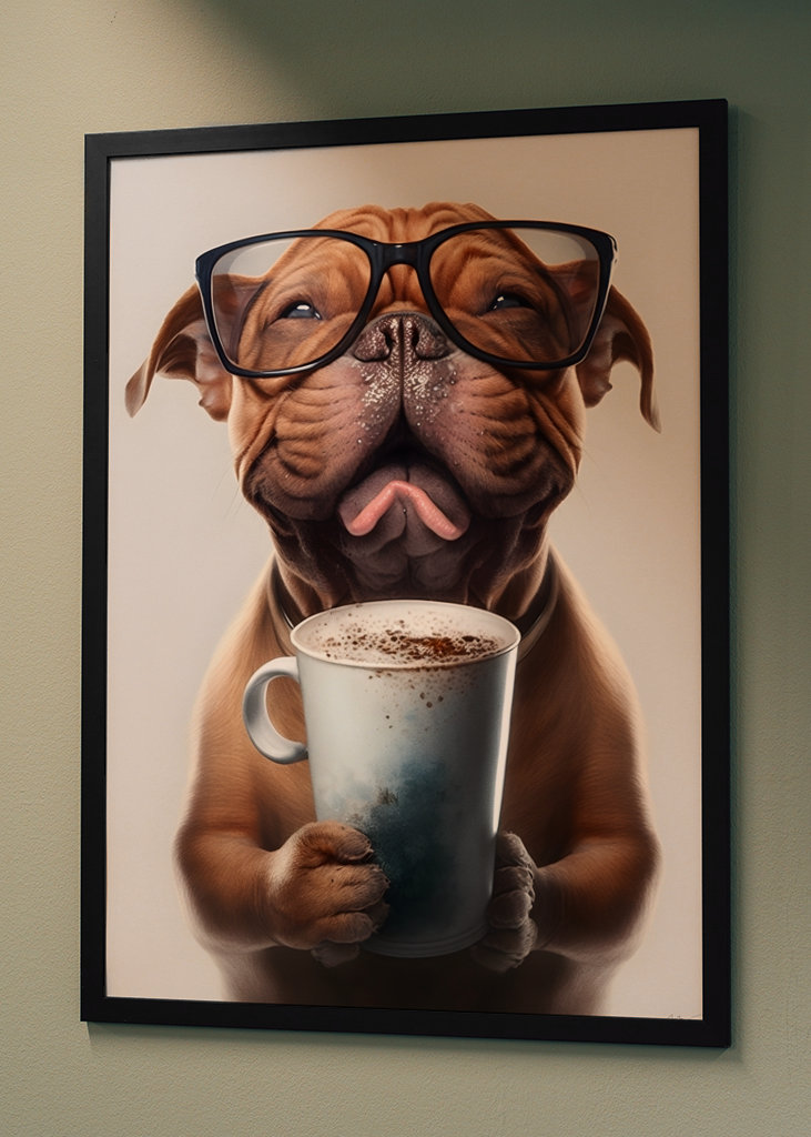 Cute Dog and a Glass of Coffee