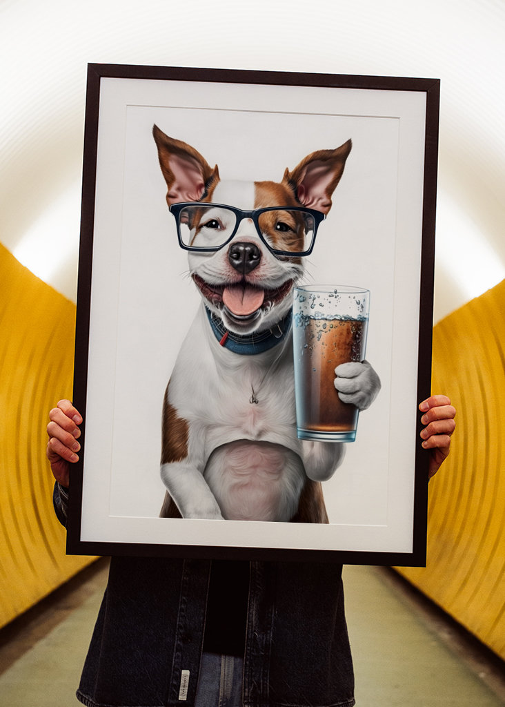 Cute Dog and a Glass of Beer