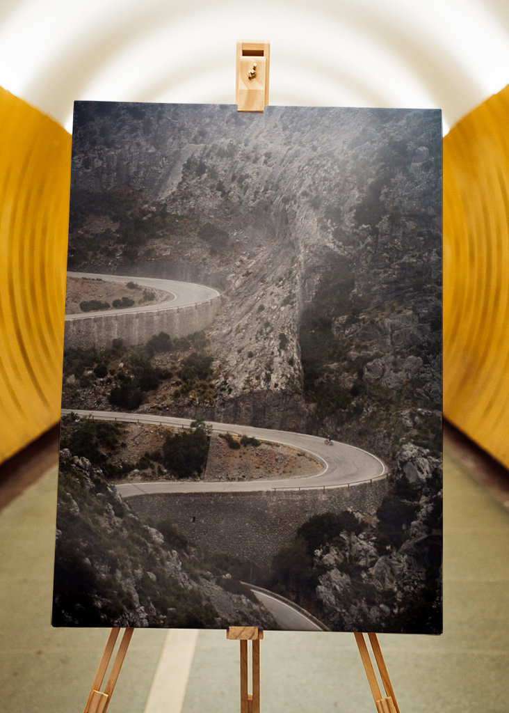 Cyclist climbing Sa Calobra