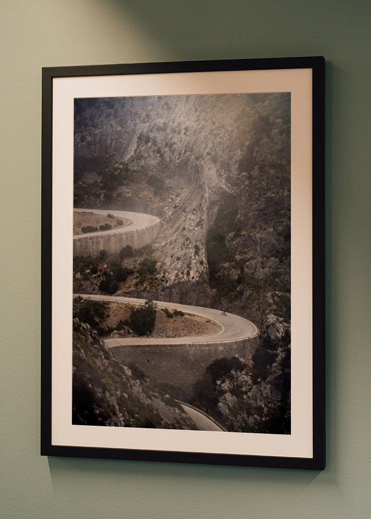 Cyclist climbing Sa Calobra