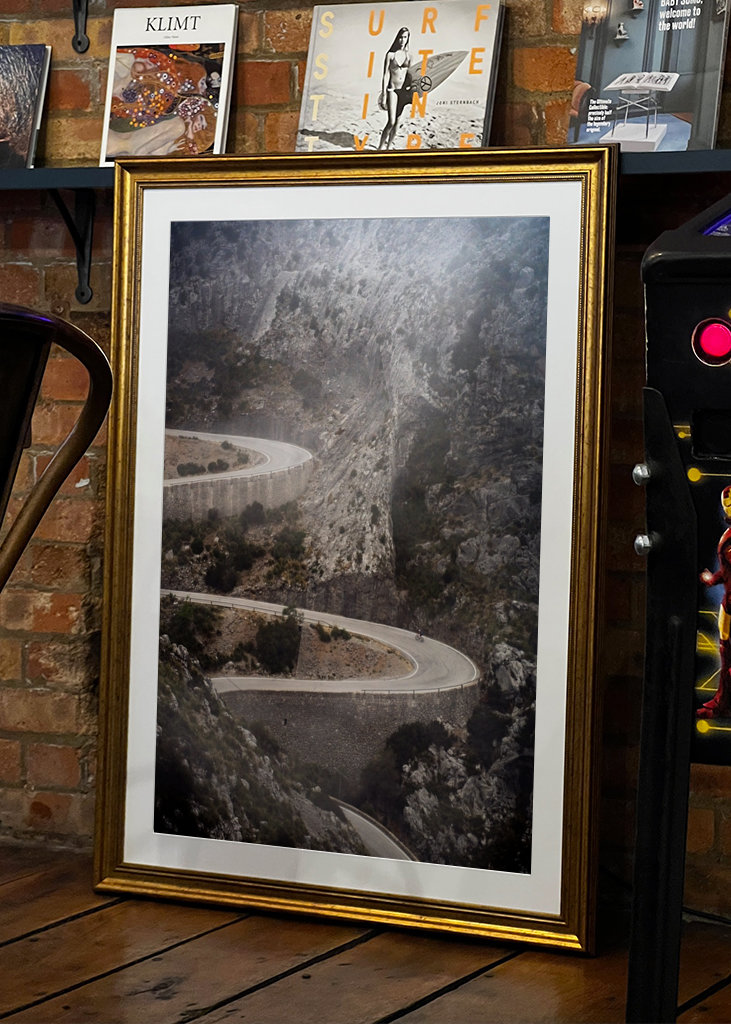 Cyclist climbing Sa Calobra