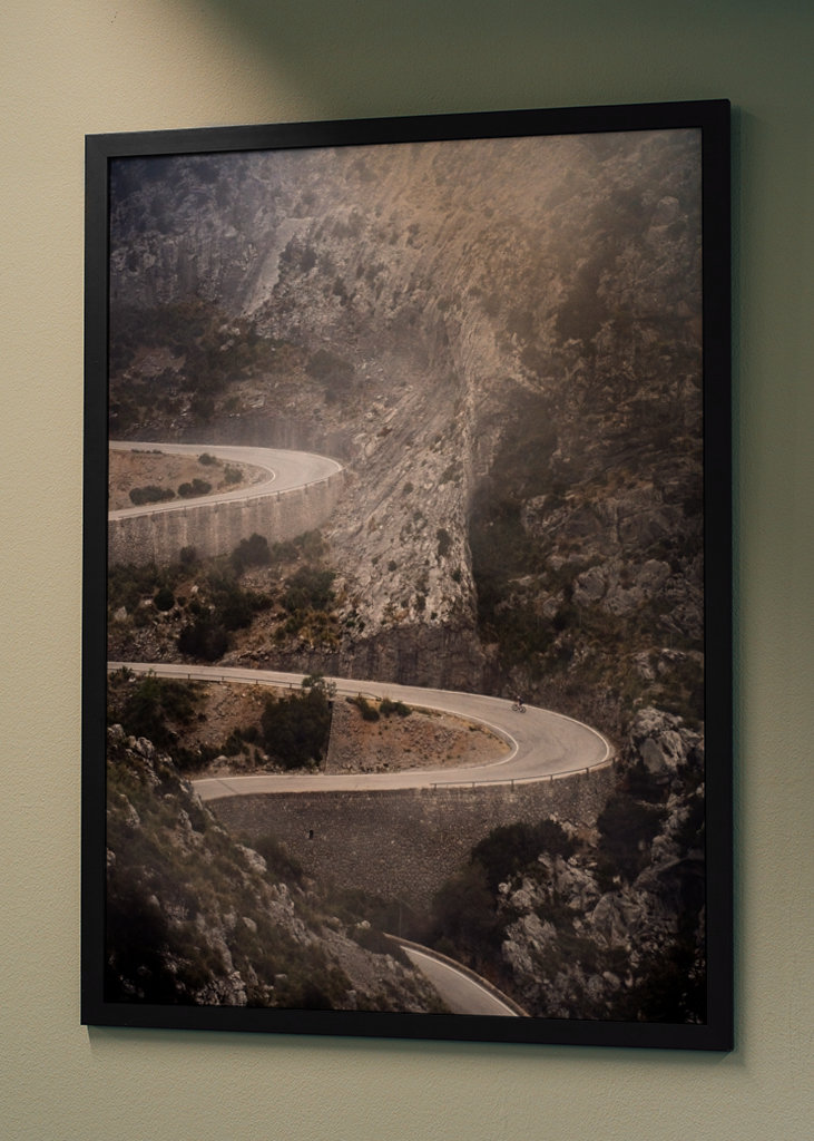 Cyclist climbing Sa Calobra