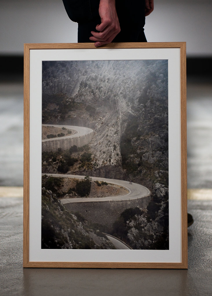 Cyclist climbing Sa Calobra