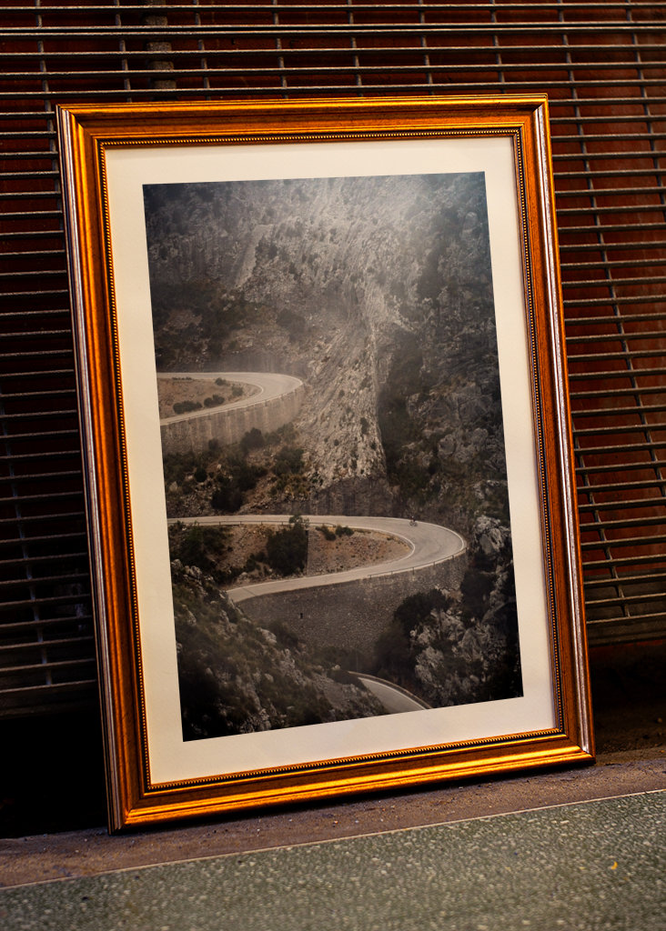 Cyclist climbing Sa Calobra