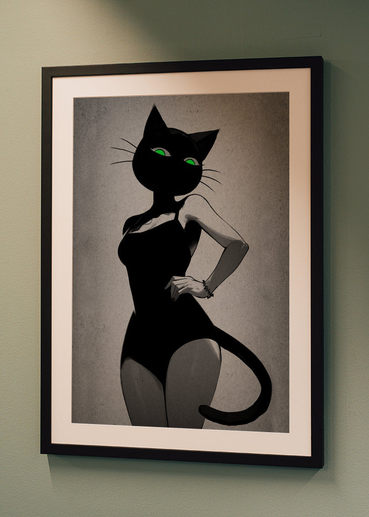 Black Anime Girl Cat