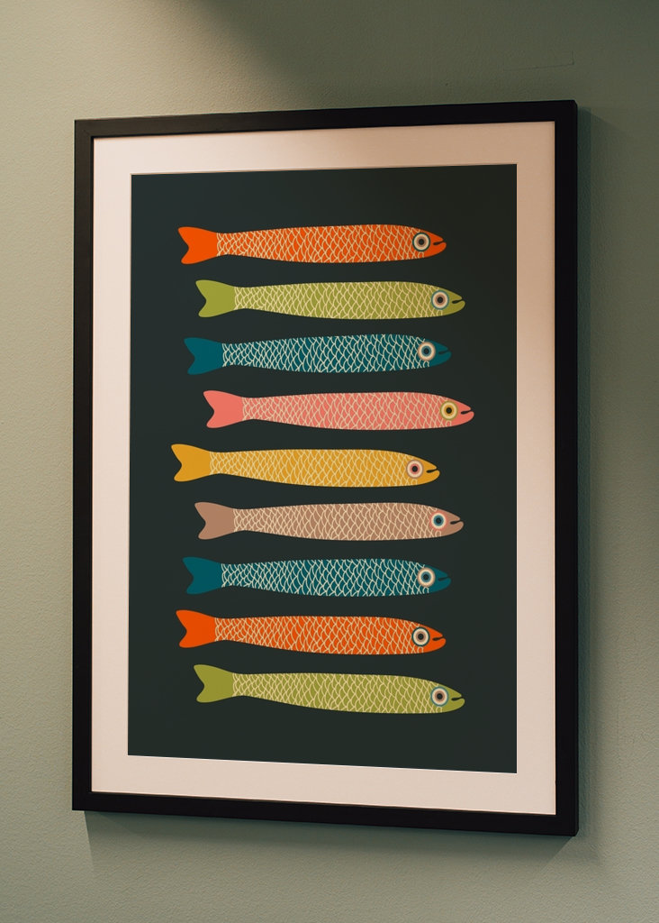 ANCHOVIES Vintage Fish Dark