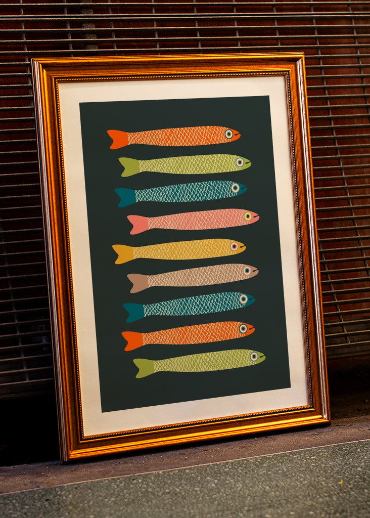 ANCHOVIES Vintage Fish Dark
