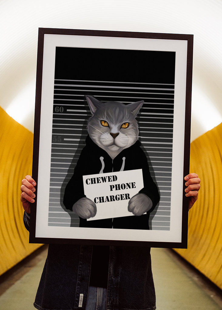 Kočičí žvýkací nabíječka telefonu