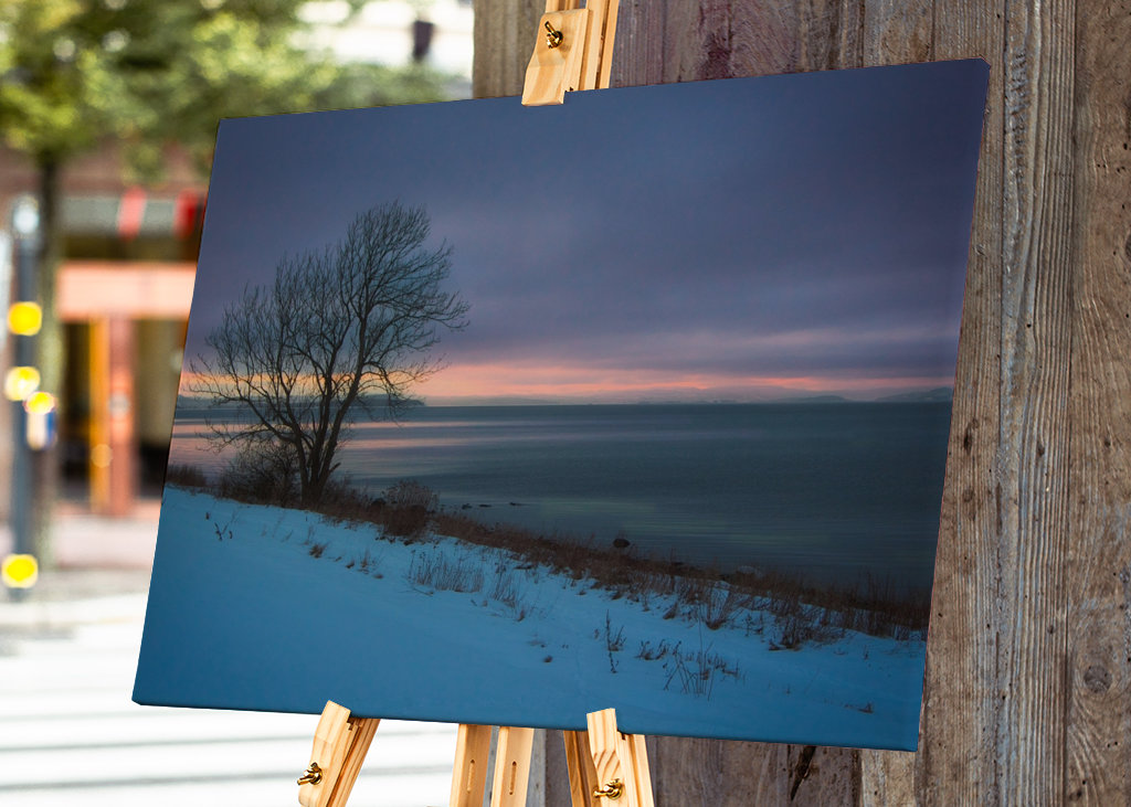 Vinter Landskap Solnedgang 