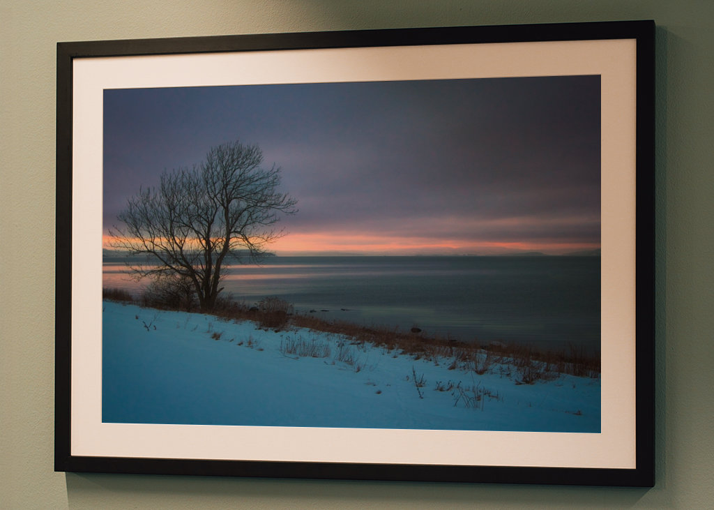 Vinter Landskap Solnedgang 