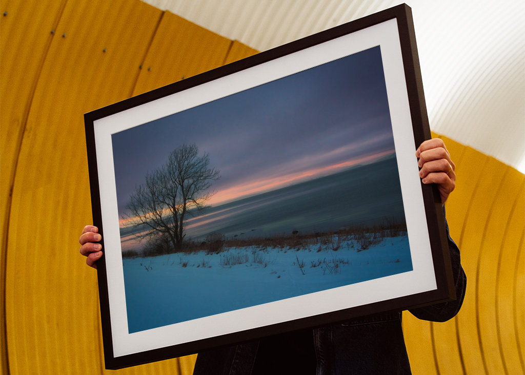 Vinter Landskap Solnedgang 