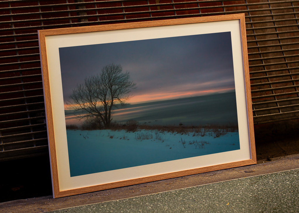 Vinter Landskap Solnedgang 