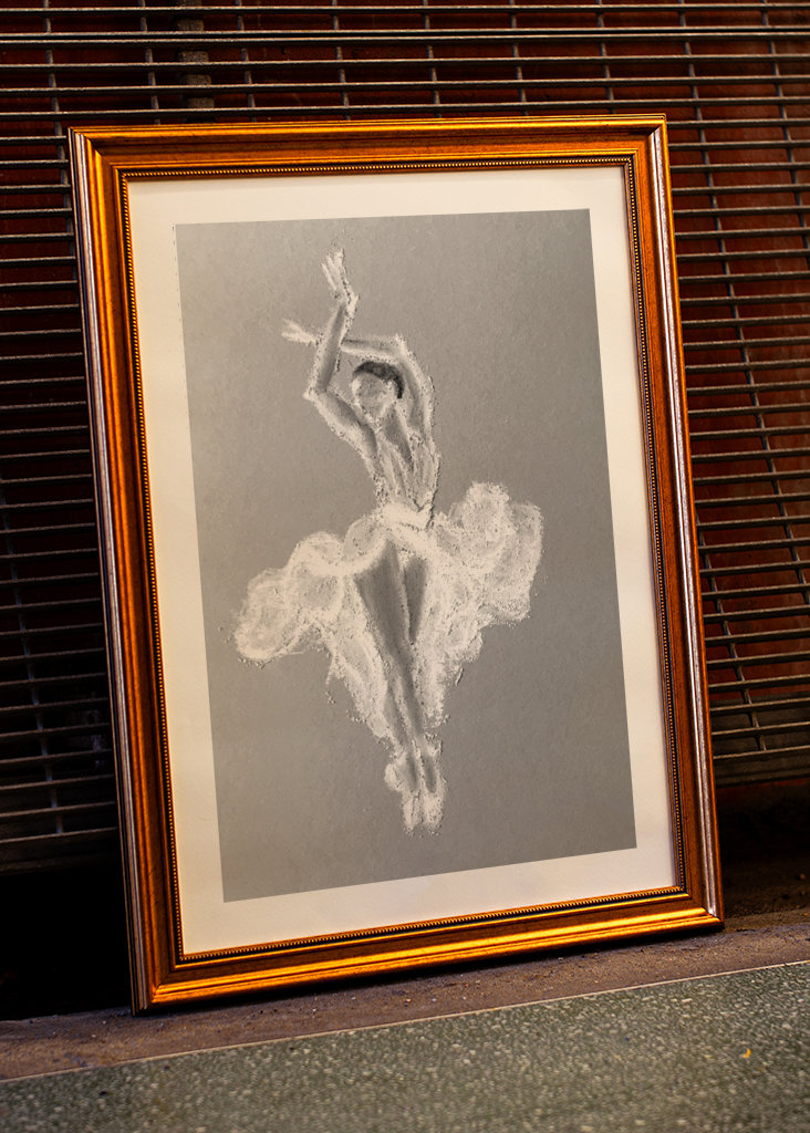 Ballet Dancer Kridt Tegning