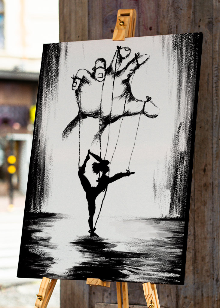 Ballerina puppet black white 