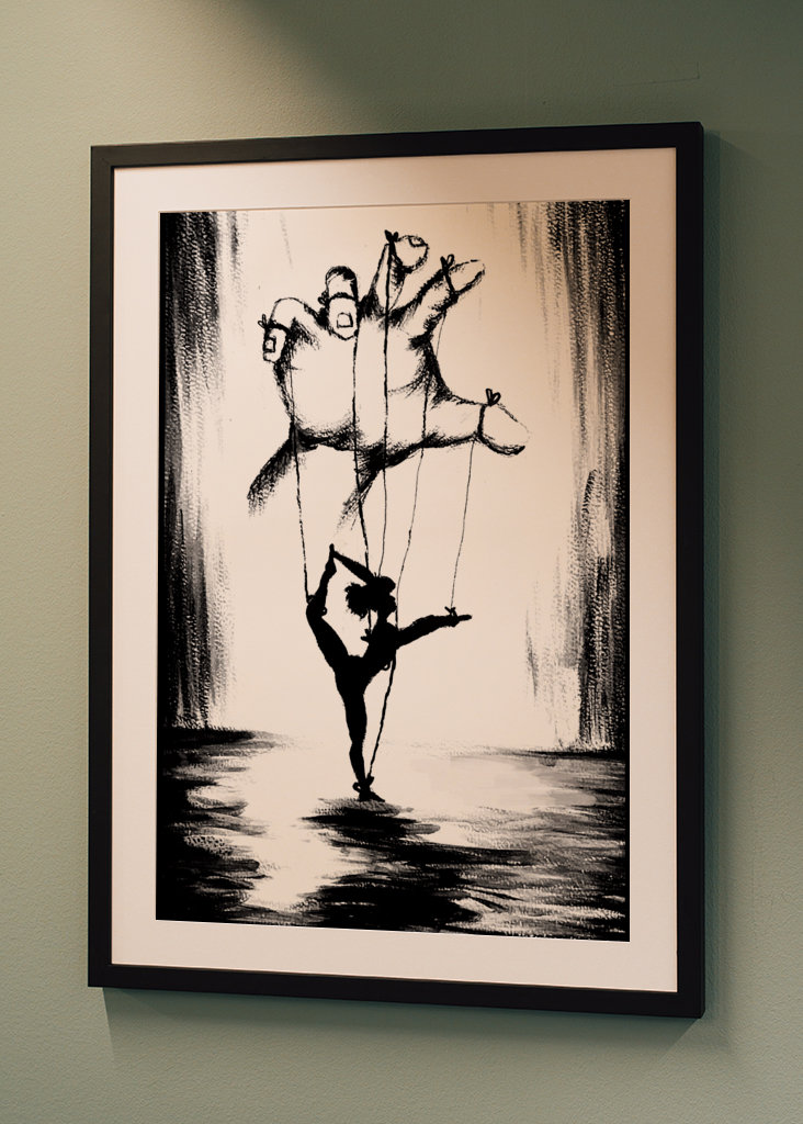 Ballerina puppet black white 