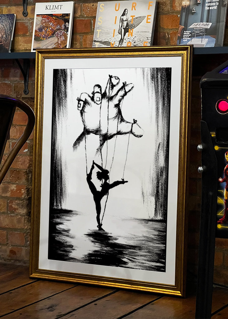 Ballerina puppet black white 