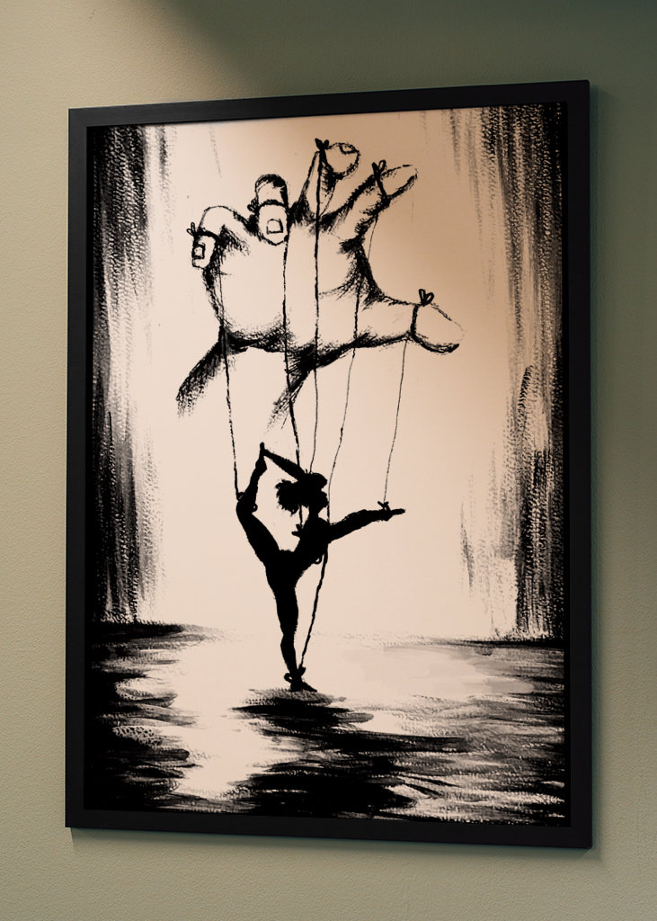 Ballerina puppet black white 