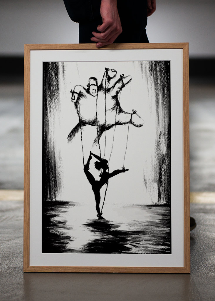 Ballerina puppet black white 