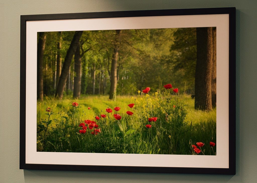 Poppies in a Dutch forest