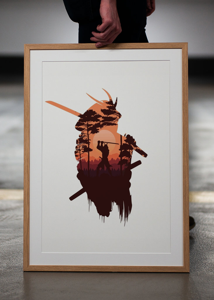 Samurai Silhueta Minimalista