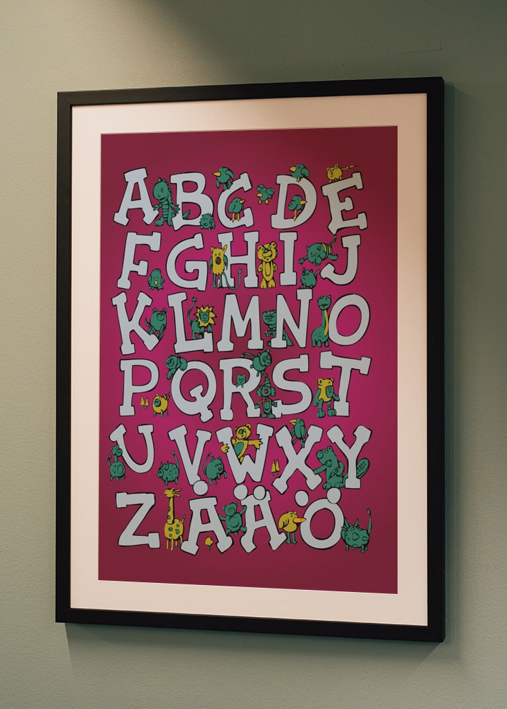 Alphabet Green cows & red