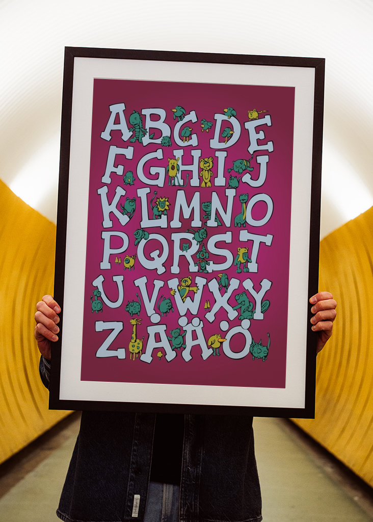 Alphabet Green cows & red