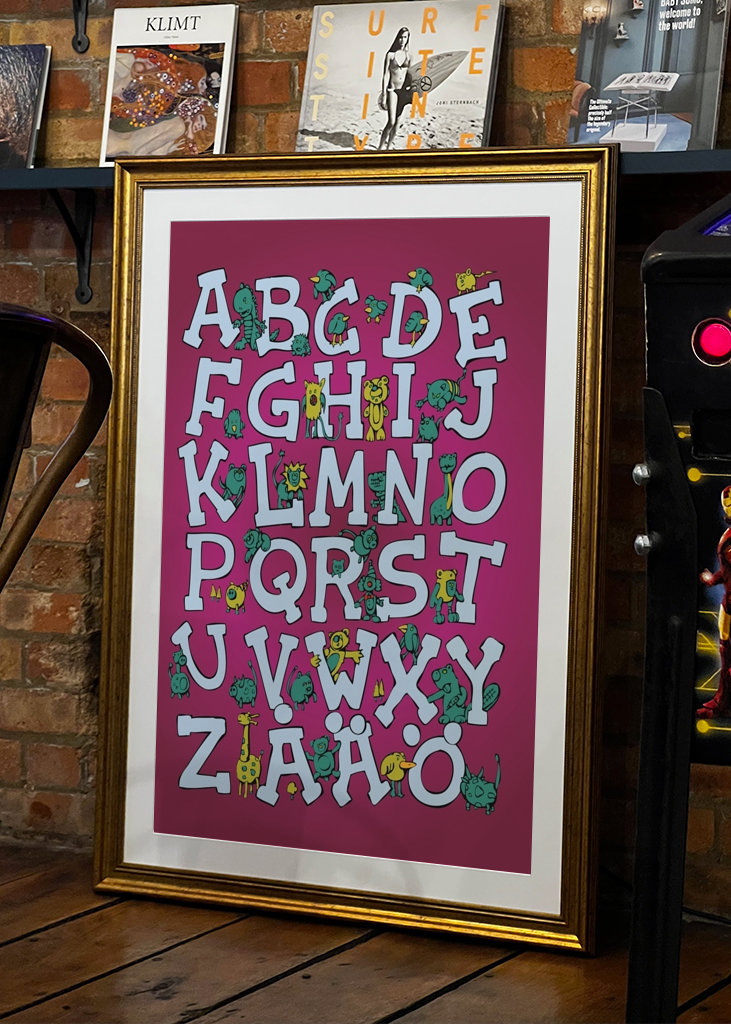 Alphabet Green cows & red