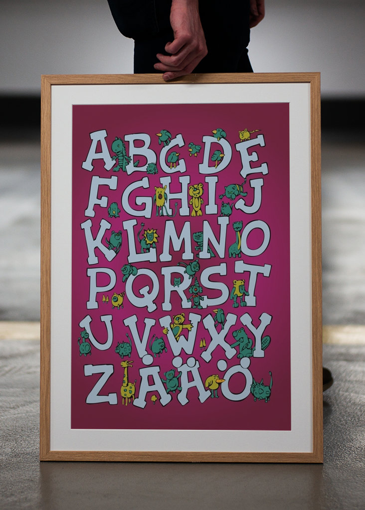 Alphabet Green cows & red