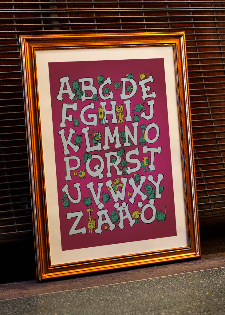 Alphabet Green cows & red