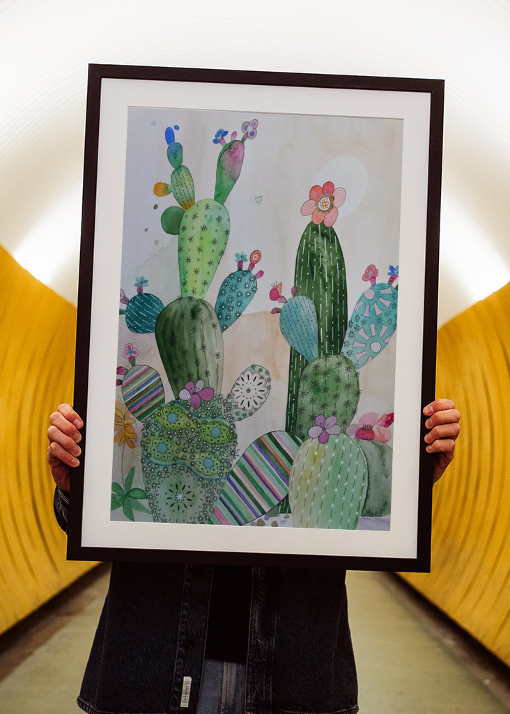 Cactus blooms in the desert