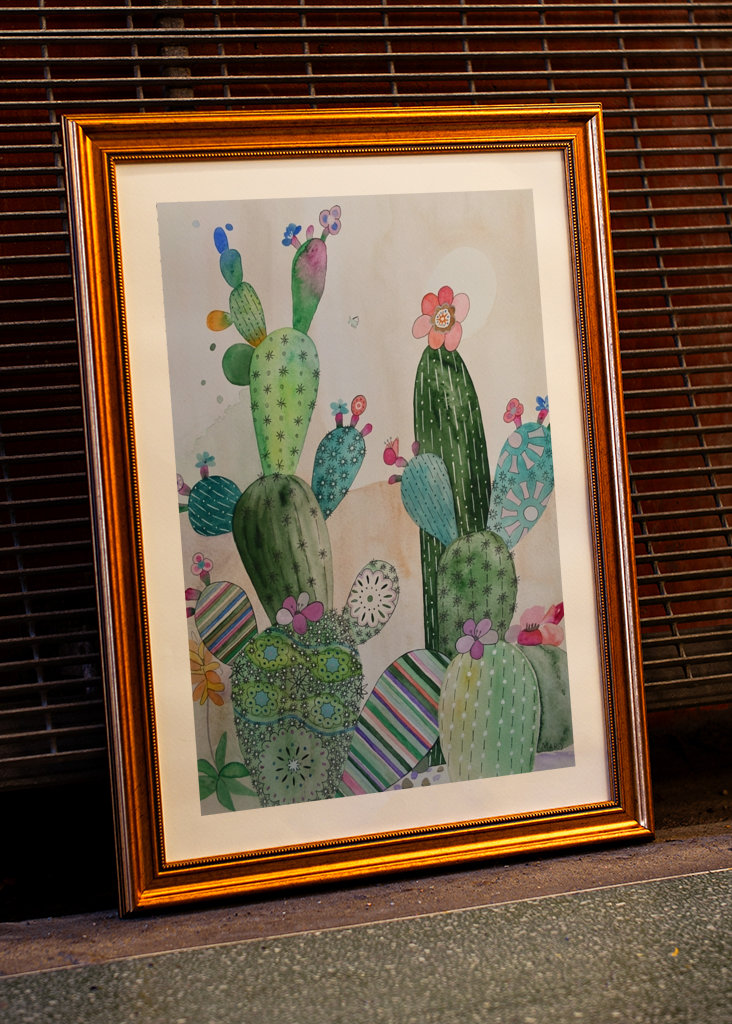 Cactus blooms in the desert