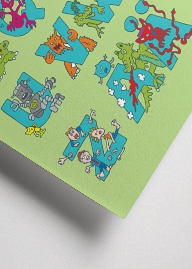 Alphabet - Monstres verts