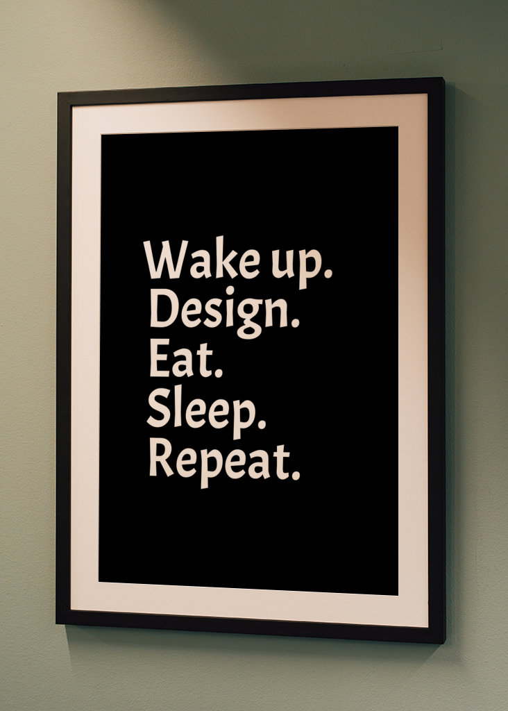 Våkn opp, design, spis søvn 