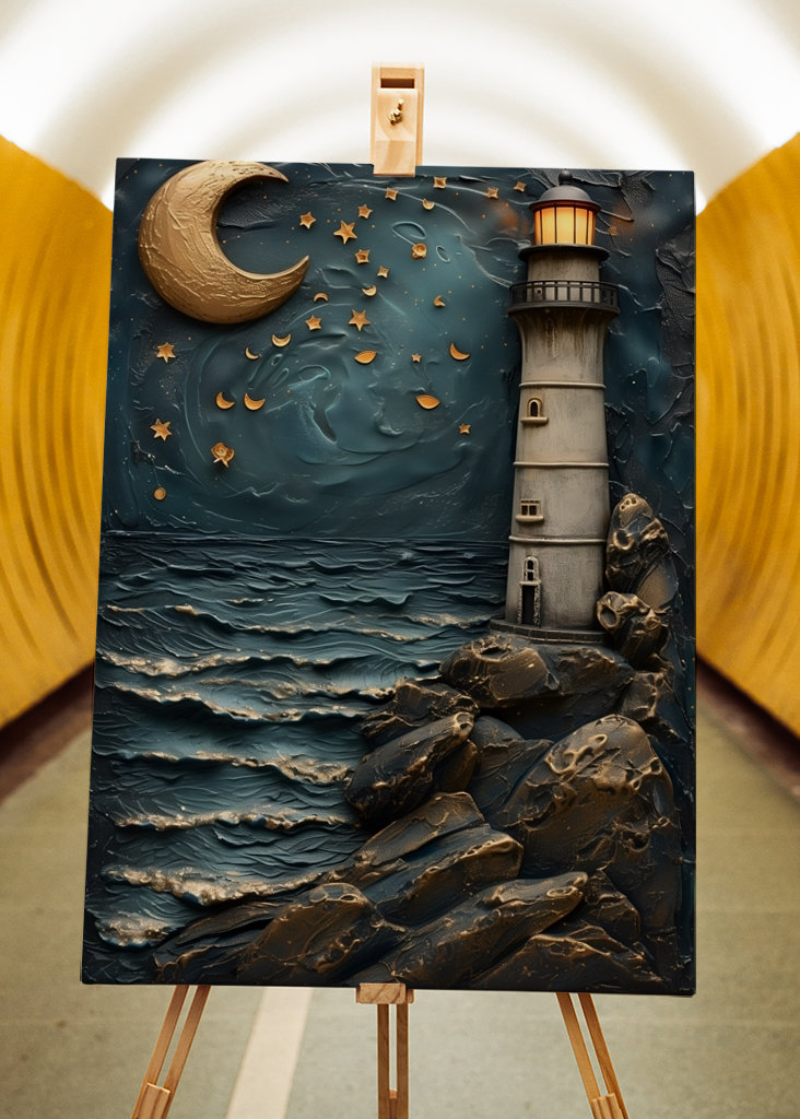 Faro en Noche de Luna Llena 