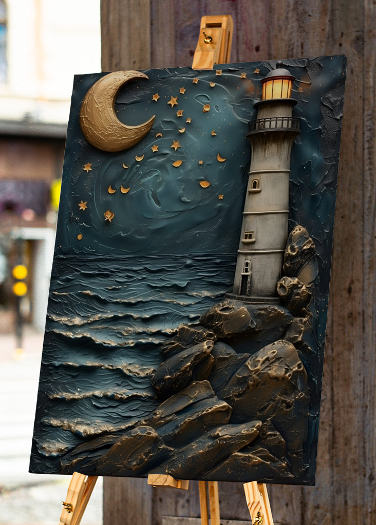 Faro en Noche de Luna Llena 