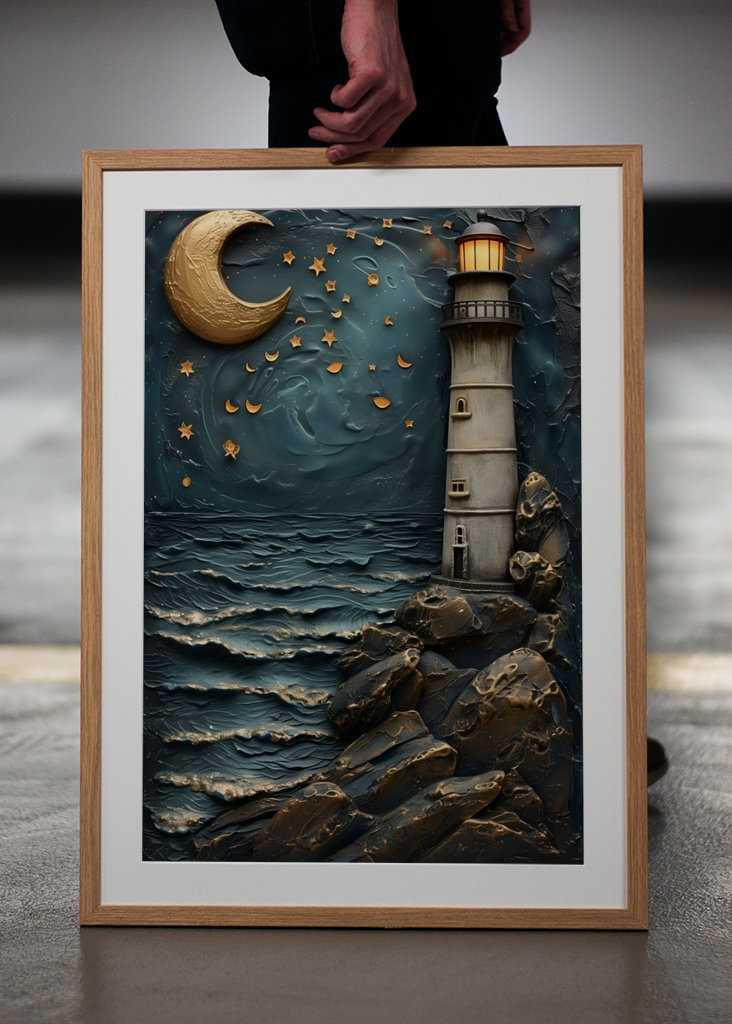 Faro en Noche de Luna Llena 