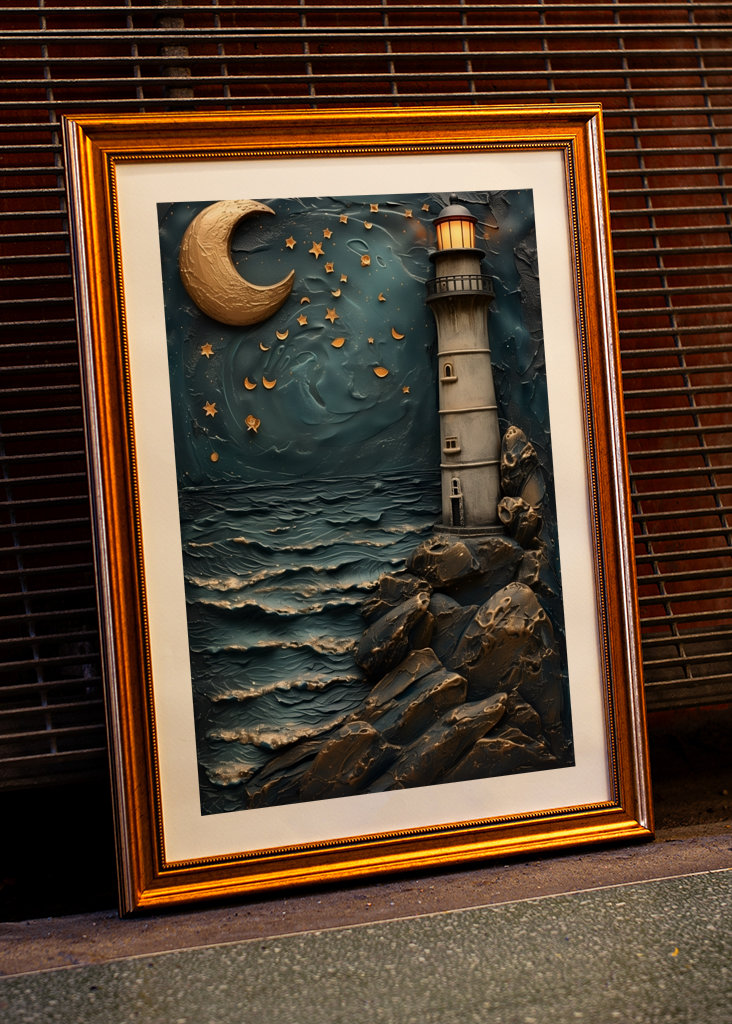 Faro en Noche de Luna Llena 