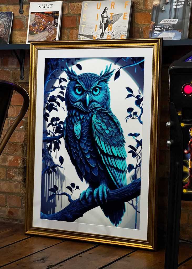 Grüne Neon-Schwarzlicht-Eule