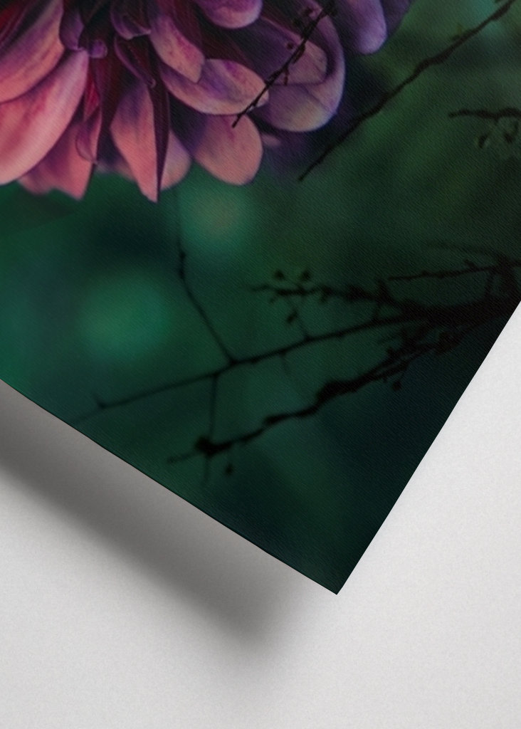 Flor púrpura detrás de las ramas