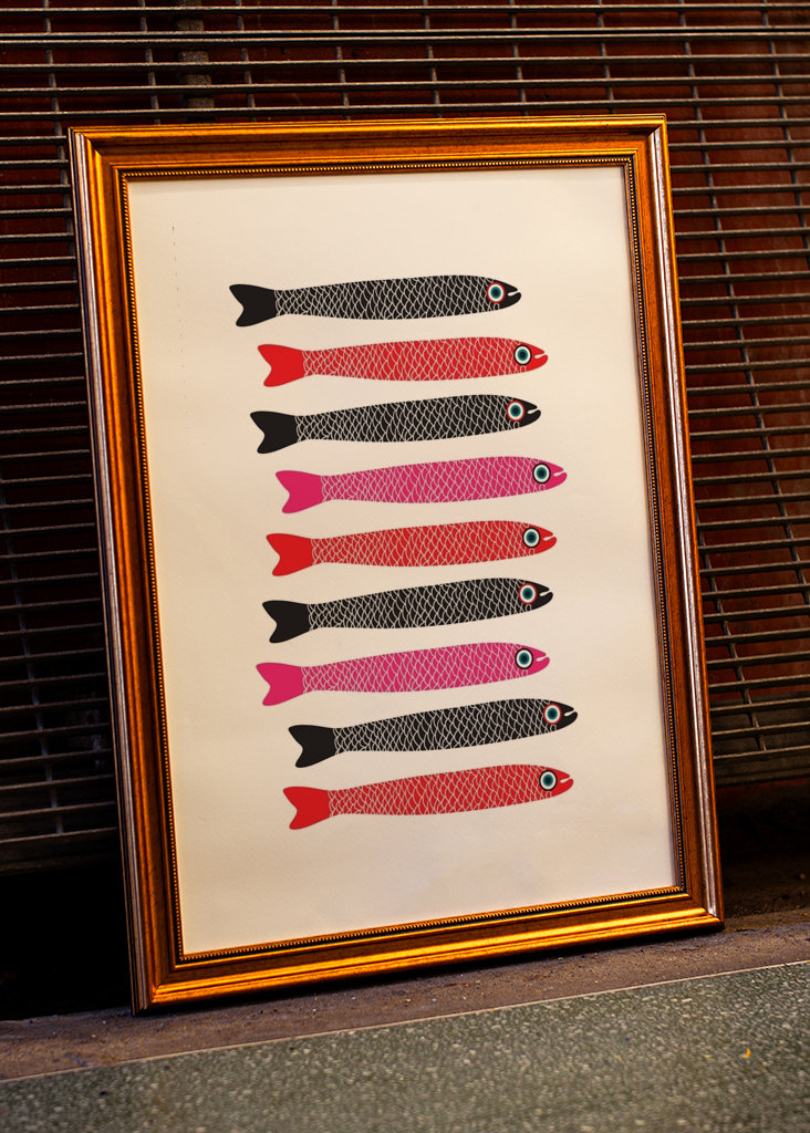 ANJOVIS Retro kala valkoinen