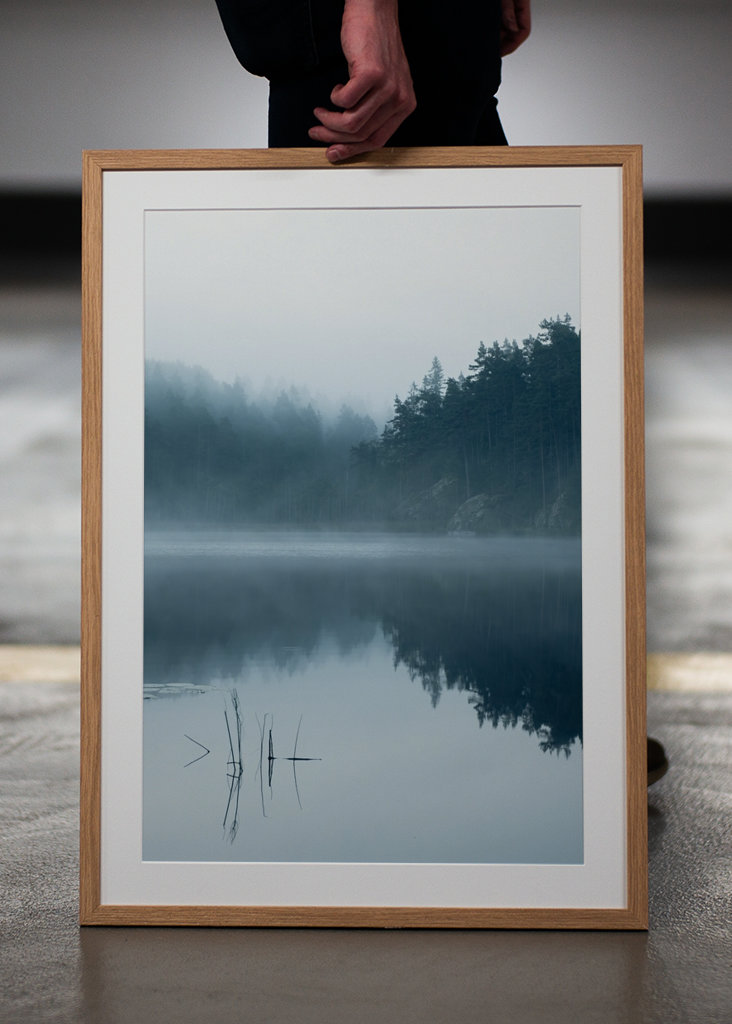 Serene Lake in Autumn Mist