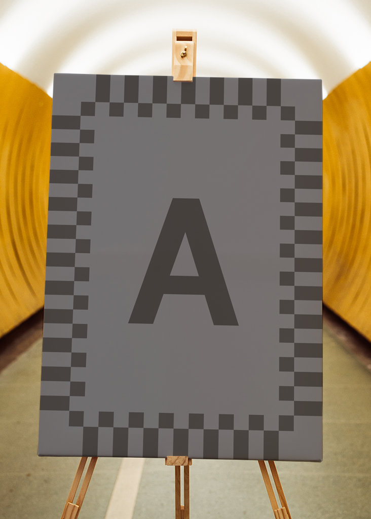 Lettera A in colori blu