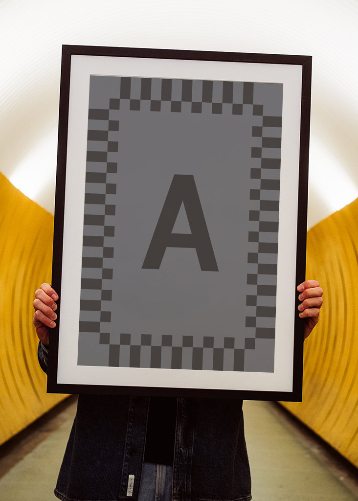 Lettera A in colori blu