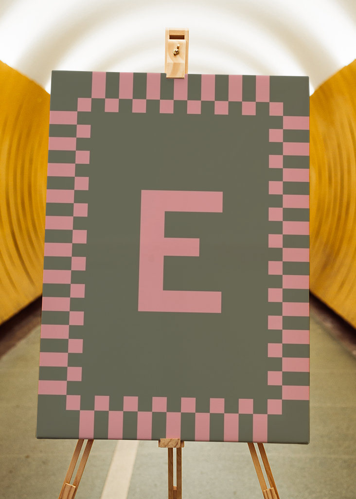 Letter E in Pink colors